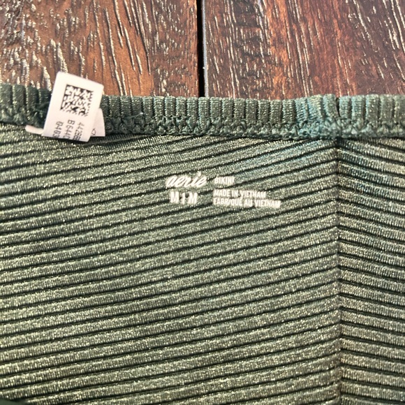 Aerie Olive Green Shine Ribbed Bikini Swim Bottoms - Picture 4 of 6